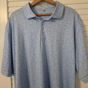 Peter Millar Mens Polo, 2XL / XXL, Blue German Pattern, Excellent Condition